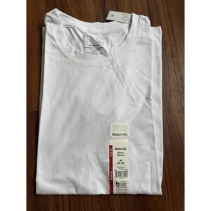Maternity Short Sleeve Classic White T-shirt Mama Baby Medium Growing Bump